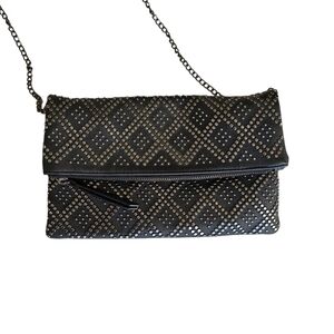 Antik Kraft Dark Grey Studded Clutch Messenger Shoulder Bag